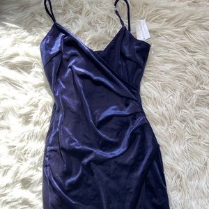 navy mini wrap dress
